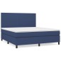 vidaXL Boxspringbett mit Matratze Blau 160x200 cm Stoff vidaXL Boxspringbett mit Matratze Blau 160x200 cm Stoff