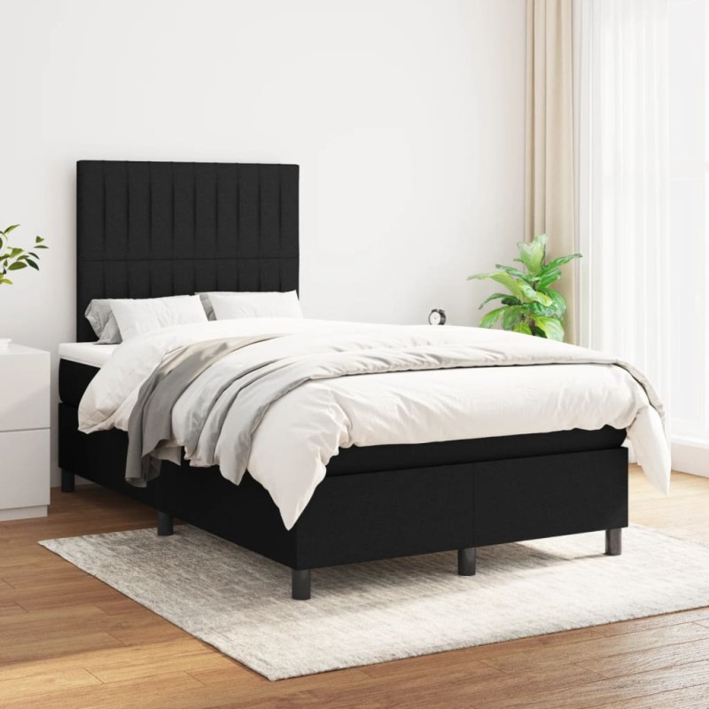 vidaXL Boxspringbett mit Matratze Schwarz 120x200 cm Stoff vidaXL Boxspringbett mit Matratze Schwarz 120x200 cm Stoff