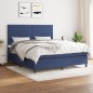 vidaXL Boxspringbett mit Matratze Blau 180x200 cm Stoff vidaXL Boxspringbett mit Matratze Blau 180x200 cm Stoff