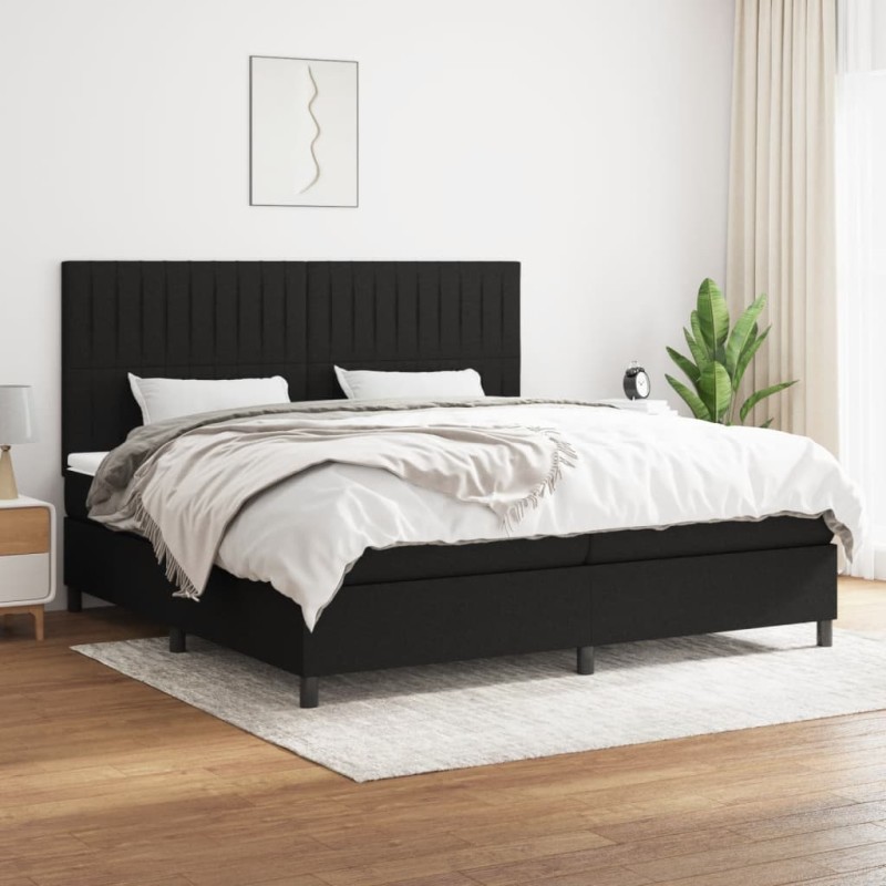 vidaXL Boxspringbett mit Matratze Schwarz 200x200 cm Stoff vidaXL Boxspringbett mit Matratze Schwarz 200x200 cm Stoff