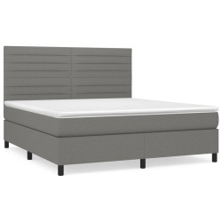 vidaXL Boxspringbett mit Matratze Dunkelgrau 160x200 cm Stoff