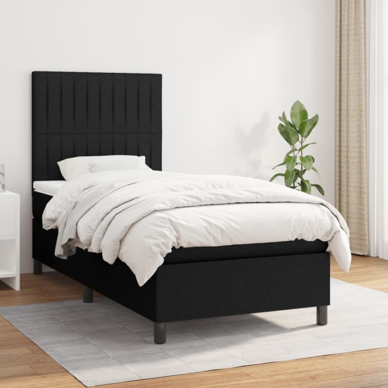 vidaXL Boxspringbett mit Matratze Schwarz 80x200 cm Stoff vidaXL Boxspringbett mit Matratze Schwarz 80x200 cm Stoff