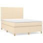vidaXL Boxspringbett mit Matratze Creme 140x190 cm Stoff vidaXL Boxspringbett mit Matratze Creme 140x190 cm Stoff