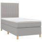 vidaXL Boxspringbett mit Matratze Hellgrau 100x200 cm Stoff vidaXL Boxspringbett mit Matratze Hellgrau 100x200 cm Stoff