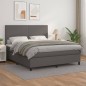 vidaXL Boxspringbett mit Matratze Grau 160x200 cm Kunstleder vidaXL Boxspringbett mit Matratze Grau 160x200 cm Kunstleder