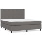 vidaXL Boxspringbett mit Matratze Grau 160x200 cm Kunstleder vidaXL Boxspringbett mit Matratze Grau 160x200 cm Kunstleder