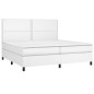 vidaXL Boxspringbett mit Matratze Weiß 200x200 cm Kunstleder vidaXL Boxspringbett mit Matratze Weiß 200x200 cm Kunstleder