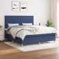 vidaXL Boxspringbett mit Matratze Blau 160x200 cm Stoff vidaXL Boxspringbett mit Matratze Blau 160x200 cm Stoff