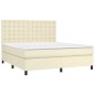 vidaXL Boxspringbett mit Matratze Creme 180x200 cm Kunstleder vidaXL Boxspringbett mit Matratze Creme 180x200 cm Kunstleder