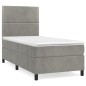 vidaXL Boxspringbett mit Matratze Hellgrau 90x200 cm Samt vidaXL Boxspringbett mit Matratze Hellgrau 90x200 cm Samt