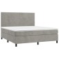 vidaXL Boxspringbett mit Matratze Hellgrau 180x200 cm Samt vidaXL Boxspringbett mit Matratze Hellgrau 180x200 cm Samt