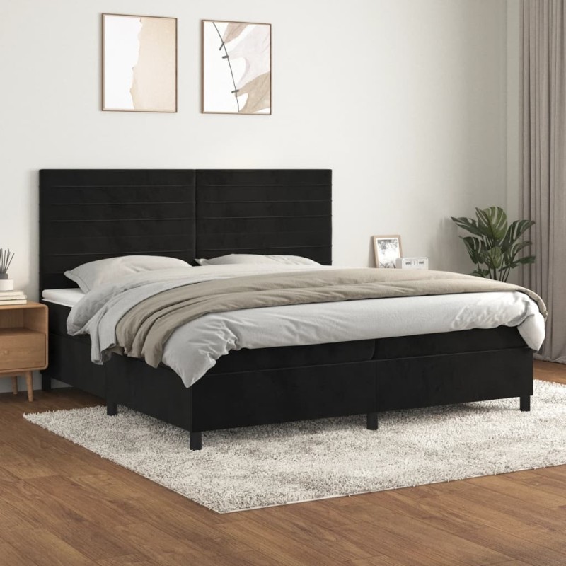 vidaXL Boxspringbett mit Matratze Schwarz 200x200 cm Samt vidaXL Boxspringbett mit Matratze Schwarz 200x200 cm Samt