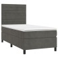 vidaXL Boxspringbett mit Matratze Dunkelgrau 100x200 cm Samt vidaXL Boxspringbett mit Matratze Dunkelgrau 100x200 cm Samt