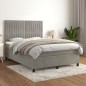 vidaXL Boxspringbett mit Matratze Hellgrau 140x200 cm Samt vidaXL Boxspringbett mit Matratze Hellgrau 140x200 cm Samt