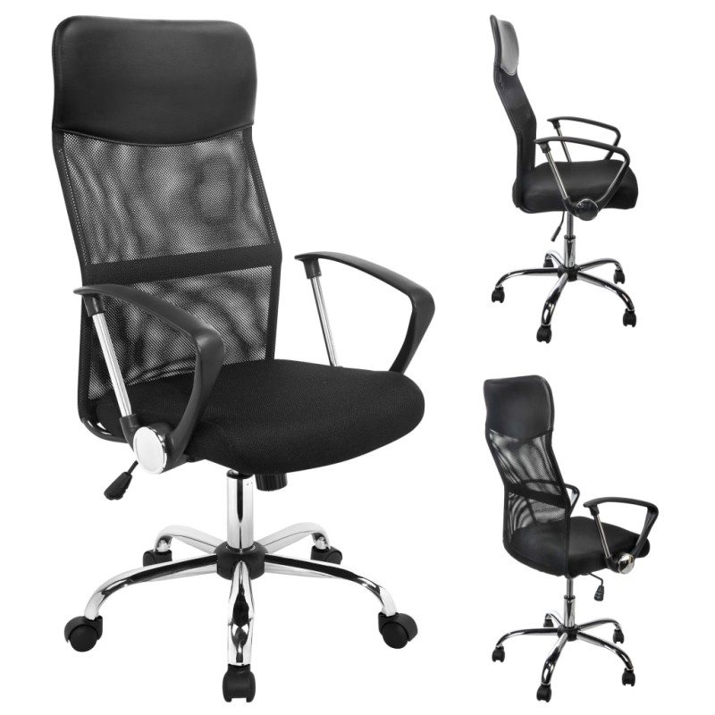 HI Bürostuhl Schwarz Stahl HI Bürostuhl Schwarz Stahl