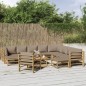 vidaXL 12-tlg. Garten-Lounge-Set mit Kissen Taupe Bambus vidaXL 12-tlg. Garten-Lounge-Set mit Kissen Taupe Bambus