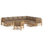 vidaXL 12-tlg. Garten-Lounge-Set mit Kissen Taupe Bambus vidaXL 12-tlg. Garten-Lounge-Set mit Kissen Taupe Bambus