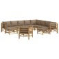 vidaXL 12-tlg. Garten-Lounge-Set mit Kissen Taupe Bambus vidaXL 12-tlg. Garten-Lounge-Set mit Kissen Taupe Bambus