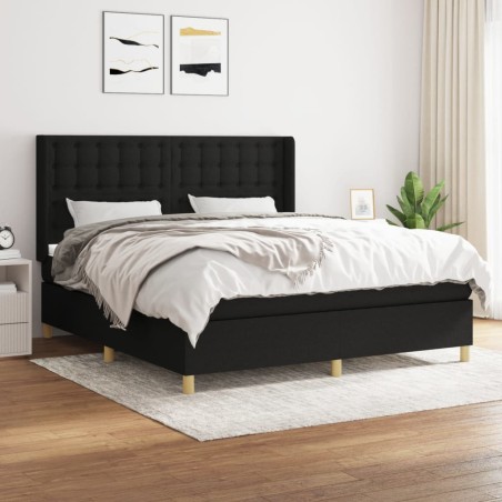 vidaXL Boxspringbett mit Matratze Schwarz 160x200 cm Stoff