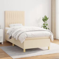 vidaXL Boxspringbett mit Matratze Creme 100x200 cm Stoff