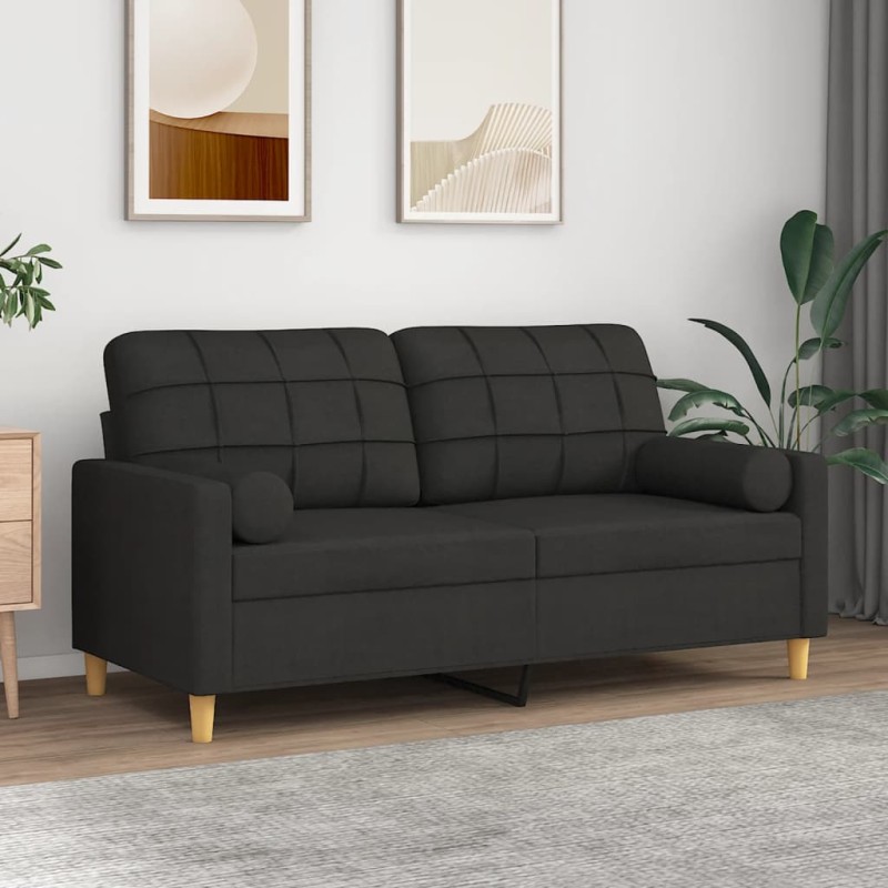 vidaXL 2-Sitzer-Sofa mit Zierkissen Schwarz 140 cm Stoff vidaXL 2-Sitzer-Sofa mit Zierkissen Schwarz 140 cm Stoff