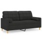 vidaXL 2-Sitzer-Sofa mit Zierkissen Schwarz 140 cm Stoff vidaXL 2-Sitzer-Sofa mit Zierkissen Schwarz 140 cm Stoff
