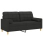 vidaXL 2-Sitzer-Sofa mit Zierkissen Schwarz 140 cm Stoff vidaXL 2-Sitzer-Sofa mit Zierkissen Schwarz 140 cm Stoff