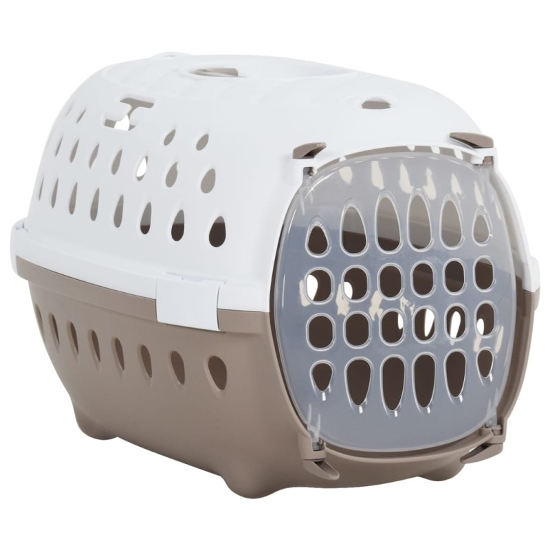 vidaXL Transportbox für Haustiere Weiß und Braun 50x34,5x32 cm PP vidaXL Transportbox für Haustiere Weiß und Braun 50x34,5x32 cm PP