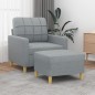 vidaXL Sessel mit Hocker Hellgrau 60 cm Stoff vidaXL Sessel mit Hocker Hellgrau 60 cm Stoff
