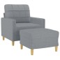 vidaXL Sessel mit Hocker Hellgrau 60 cm Stoff vidaXL Sessel mit Hocker Hellgrau 60 cm Stoff