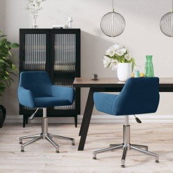 vidaXL Esszimmerstühle 2 Stk. Drehbar Blau Samt