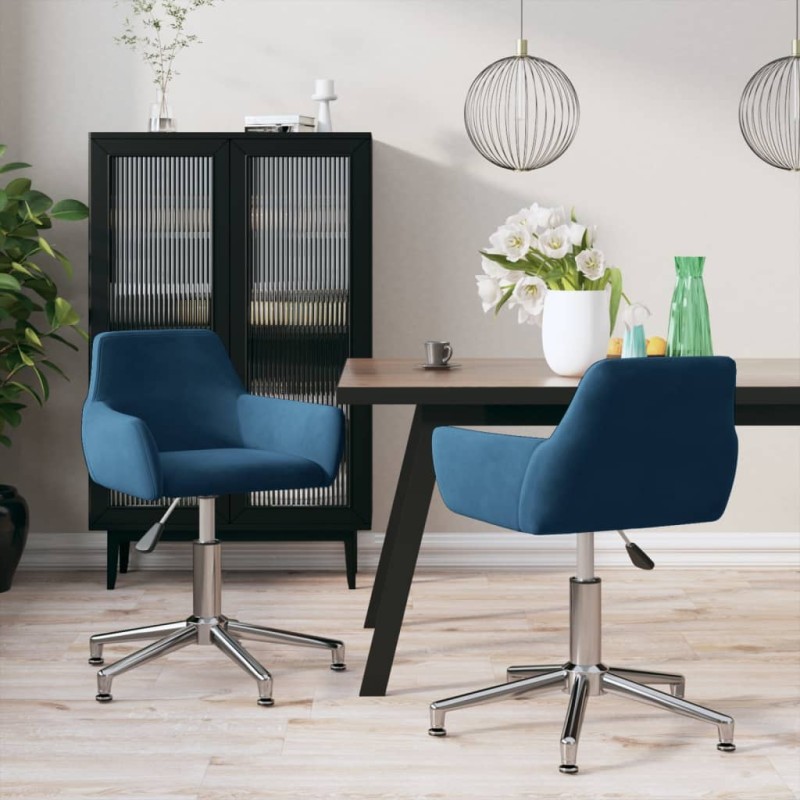 vidaXL Esszimmerstühle 2 Stk. Drehbar Blau Samt vidaXL Esszimmerstühle 2 Stk. Drehbar Blau Samt