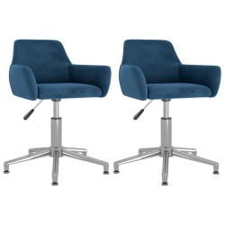 vidaXL Esszimmerstühle 2 Stk. Drehbar Blau Samt