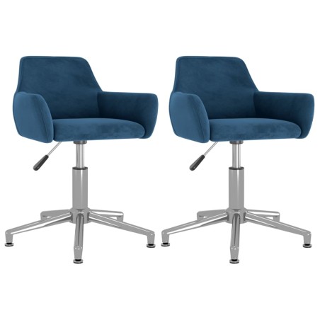 vidaXL Esszimmerstühle 2 Stk. Drehbar Blau Samt
