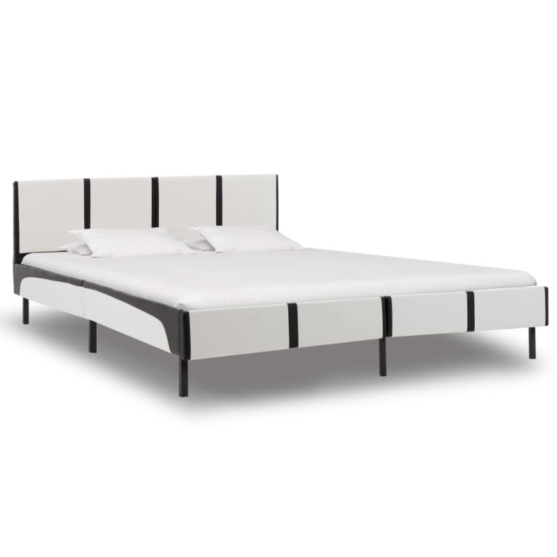 vidaXL Bettgestell Weiß und Schwarz Kunstleder 180 x 200 cm vidaXL Bettgestell Weiß und Schwarz Kunstleder 180 x 200 cm