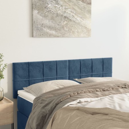 vidaXL Kopfteile 2 Stk. Dunkelblau 72x5x78/88 cm Samt