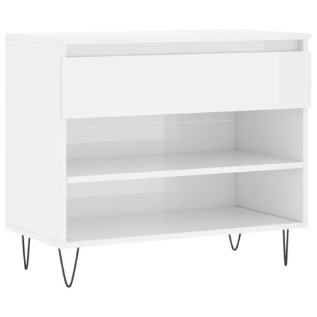 vidaXL Schuhregal Hochglanz-Weiß 70x36x60 cm Holzwerkstoff