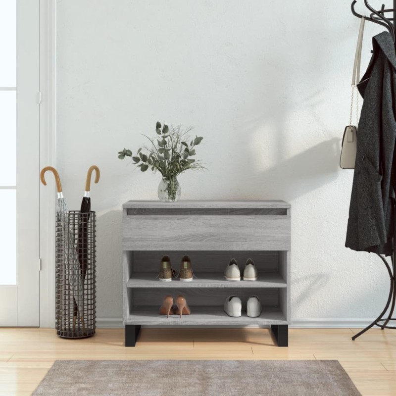 vidaXL Schuhregal Grau Sonoma 70x36x60 cm Holzwerkstoff vidaXL Schuhregal Grau Sonoma 70x36x60 cm Holzwerkstoff