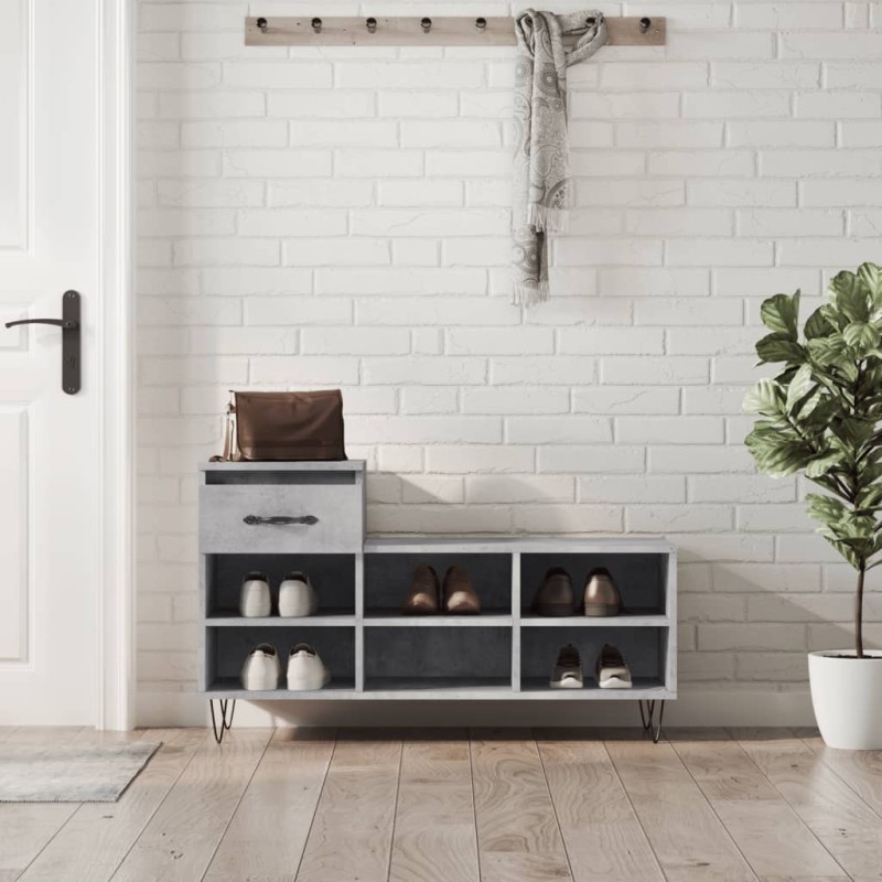 vidaXL Schuhregal Betongrau 102x36x60 cm Holzwerkstoff vidaXL Schuhregal Betongrau 102x36x60 cm Holzwerkstoff