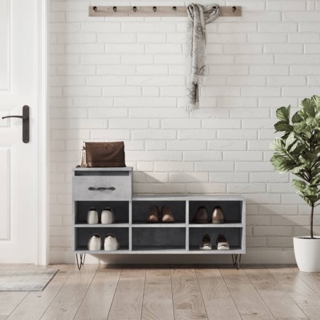 vidaXL Schuhregal Betongrau 102x36x60 cm Holzwerkstoff