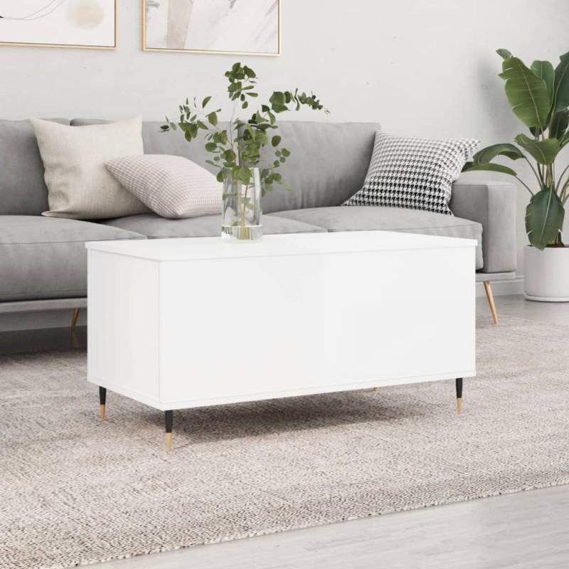 vidaXL Couchtisch Hochglanz-Weiß 90x44,5x45 cm Holzwerkstoff vidaXL Couchtisch Hochglanz-Weiß 90x44,5x45 cm Holzwerkstoff