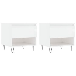 vidaXL Couchtische 2 Stk. Hochglanz-Weiß 50x46x50 cm Holzwerkstoff