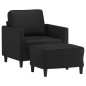 vidaXL Sessel mit Hocker Schwarz 60 cm Kunstleder vidaXL Sessel mit Hocker Schwarz 60 cm Kunstleder