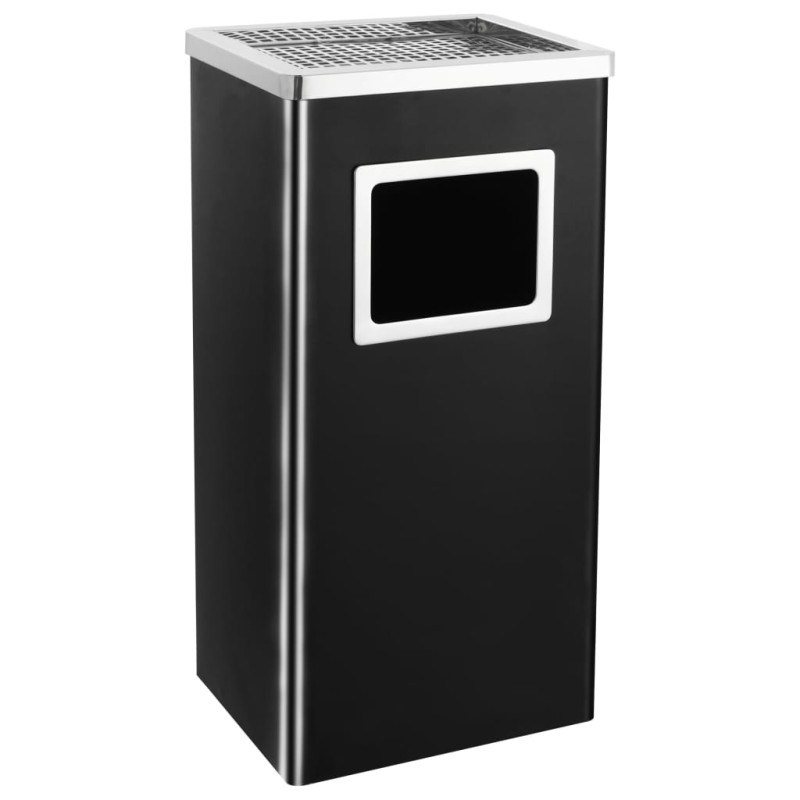 vidaXL Mülleimer mit Aschenbecher Hotel 45 L Stahl Schwarz vidaXL Mülleimer mit Aschenbecher Hotel 45 L Stahl Schwarz