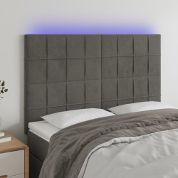 vidaXL LED Kopfteil Dunkelgrau 144x5x118/128 cm Samt