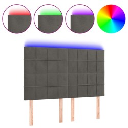 vidaXL LED Kopfteil Dunkelgrau 144x5x118/128 cm Samt