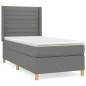 vidaXL Boxspringbett mit Matratze Dunkelgrau 100x200 cm Stoff vidaXL Boxspringbett mit Matratze Dunkelgrau 100x200 cm Stoff