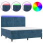 vidaXL Boxspringbett mit Matratze & LED Dunkelblau 180x200 cm Samt vidaXL Boxspringbett mit Matratze & LED Dunkelblau 180x200 cm Samt