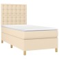 vidaXL Boxspringbett mit Matratze & LED Creme 100x200 cm Stoff vidaXL Boxspringbett mit Matratze & LED Creme 100x200 cm Stoff