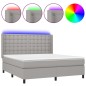 vidaXL Boxspringbett mit Matratze & LED Hellgrau 160x200 cm Stoff vidaXL Boxspringbett mit Matratze & LED Hellgrau 160x200 cm Stoff